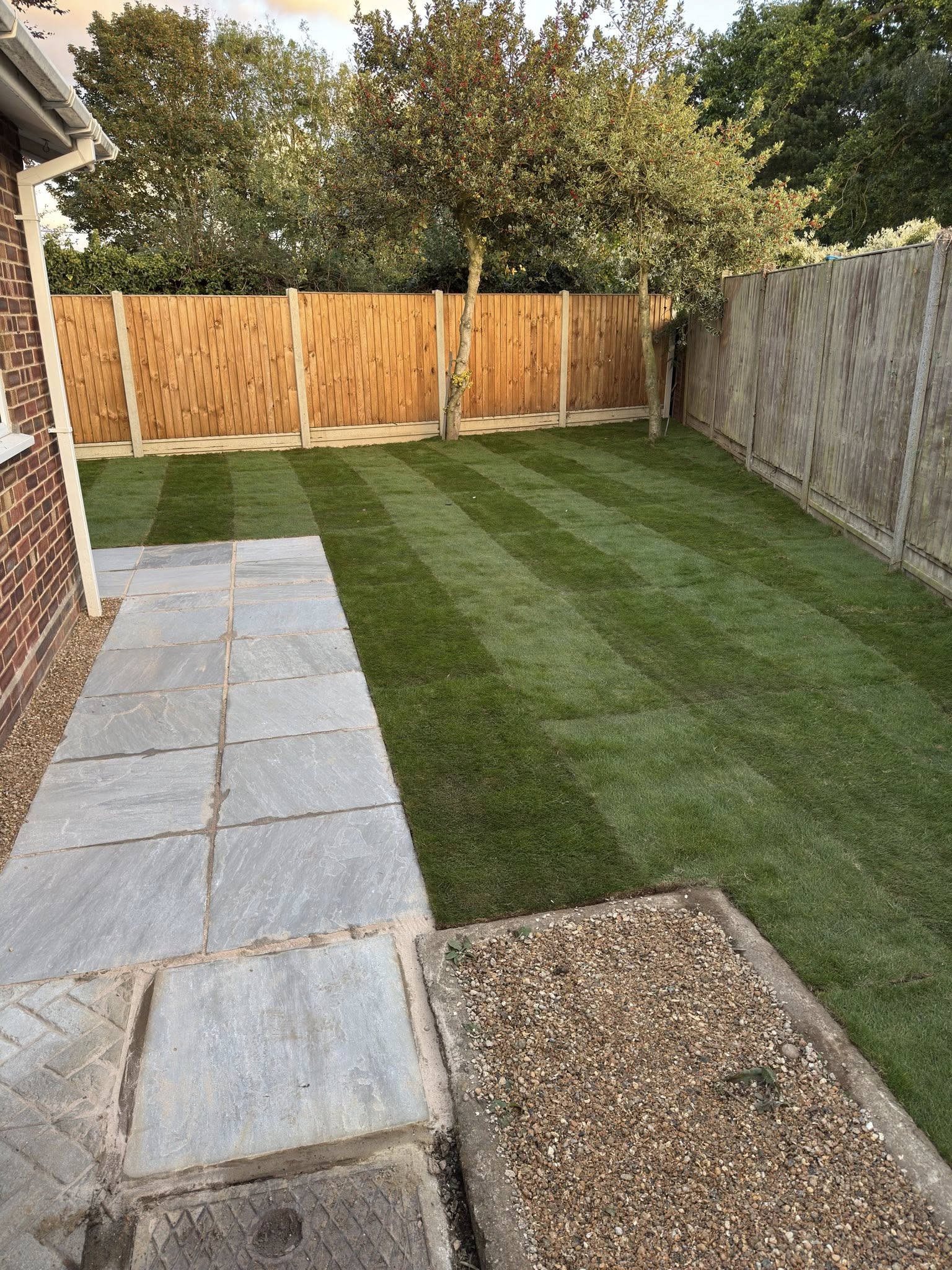 New lawn and patio area