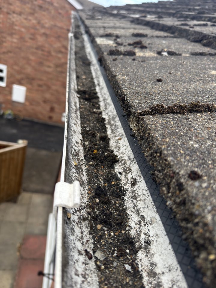 Dirty gutters on house